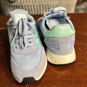 Adidas Blue and Green Retro-Inspired Sneakers